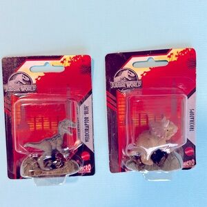 Jurassic WORLD mini dinosaur micro Mattel figures BLUE VELOCIRAPTOR TRICERATOPS